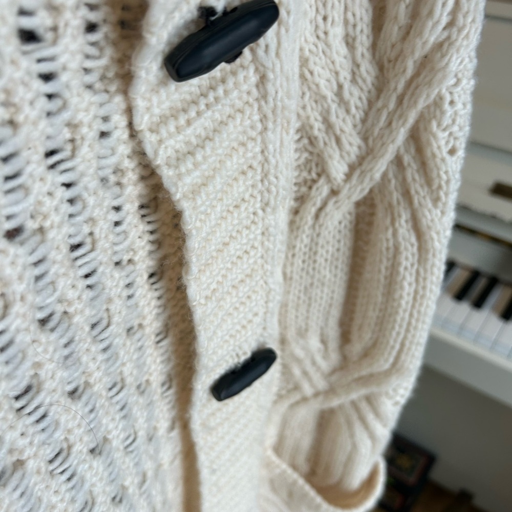 American Eagle Outfitters Cream Cable Knit Cardigan Sweater - Picture 13 of 14